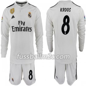 Fußballtrikots Real Madrid KROOS 8 Kinder Heim Trikotsatz 2018-2019 Langarm